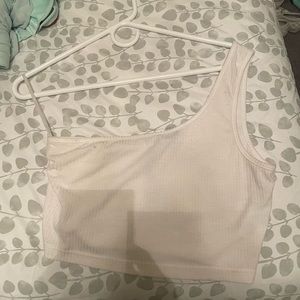 White, off the shoulder cropped tank